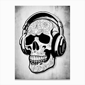 Skull With Headphones 123 Canvas Print