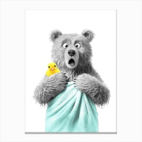 Bear In A Towel Canvas Print