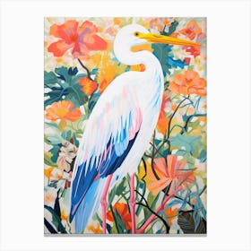 Colourful Bird Painting Egret 1 Canvas Print