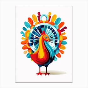 Colourful Geometric Bird Turkey 2 Canvas Print