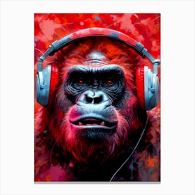 Gorilla With Headphones animal Canvas Print