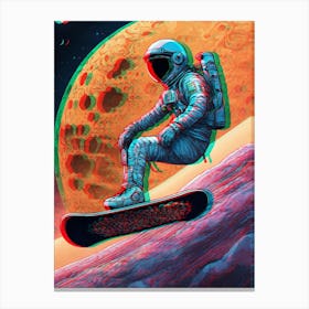Astronaut Snowboarding On The Moon 1 Canvas Print
