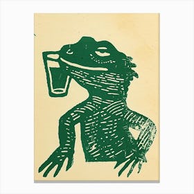 Lizard Drinking A Cocktail Bold Block Canvas Print