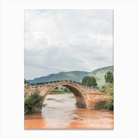 Bridge Over A River In Shaxi, China Canvas Print