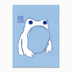 White Frog On Blue Canvas Print