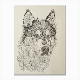 Husky Dog Line Sketch 1 Canvas Print