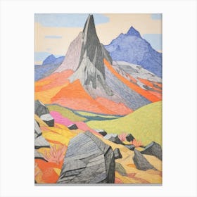 Tryfan Wales 2 Colourful Mountain Illustration Canvas Print