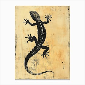 Black Gecko Block Print Canvas Print