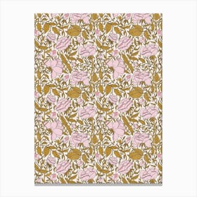 Pink And Gold Flowers Canvas Print