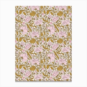 Pink And Gold Flowers Canvas Print