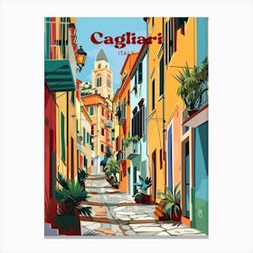 Cagliari Italy Street Digital Travel Art Canvas Print