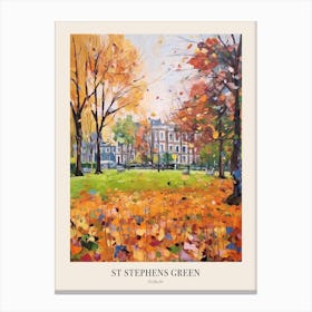 Autumn City Park Painting St Stephens Green Dublin 3 Poster Canvas Print