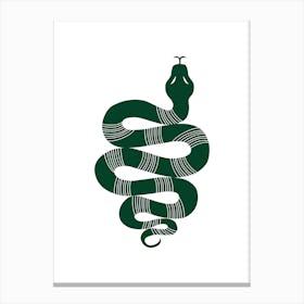Large Snake Stripes Dark Green Canvas Print