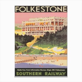 Folkestone, England Vintage Ski Poster Canvas Print