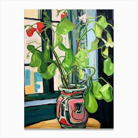 Flowers In A Vase Still Life Painting Sweet Pea 2 Canvas Print