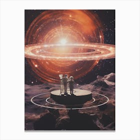 Couple dancing in space under the rings of Saturn Canvas Print
