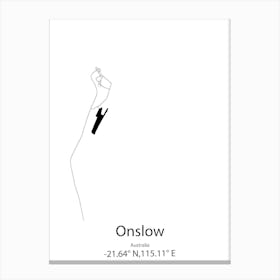 Onslow,Australia Minimalist Map Canvas Print