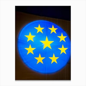 European Union Flag Emblem Circle Of Twelve Yellow Stars Spaced Evenly And Spiraled From The Center (1) Canvas Print