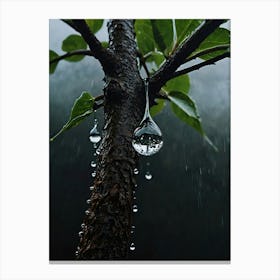 Raindrops On A Tree 2 Canvas Print