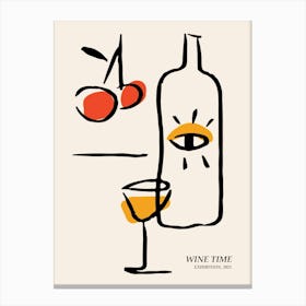 Wine time, Cocktail food, Abstract retro print, Mid century modern, Minimalist Canvas Print