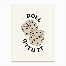 Dice Roll With It Beige And Black Canvas Print