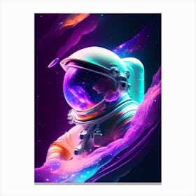 Astronaut Floating In Space Holographic Illustration 2 Canvas Print