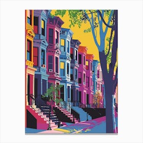 Park Slope New York Colourful Silkscreen Illustration 4 Canvas Print