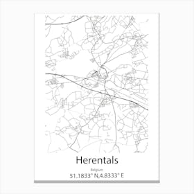 Herentals,Belgium Minimalist Map Canvas Print