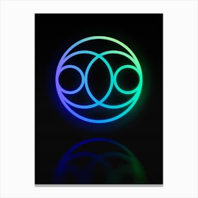 Neon Blue and Green Abstract Geometric Glyph on Black n.0156 Canvas Print