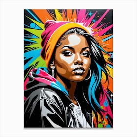 Graffiti Mural Of Beautiful Hip Hop Girl 10 Canvas Print