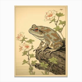 Vintage Japanese Frog Burrow 9 Canvas Print