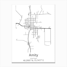 Amity,United States Minimalist Map Canvas Print