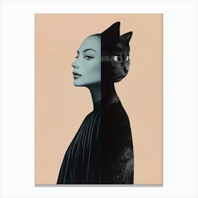 Cat Woman Minimalist Fantasy Goth Egyptian Art Canvas Print