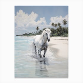 A Horse Oil Painting In Seven Mile Beach, Grand Cayman, Portrait 4 Canvas Print