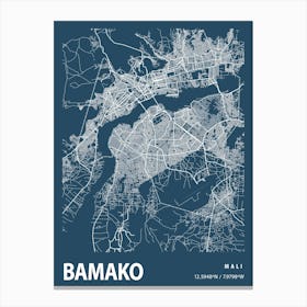 Bamako Blueprint City Map 1 Canvas Print