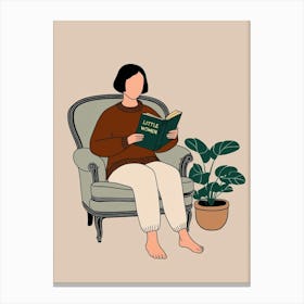 Woman Reading A Book 5 Canvas Print