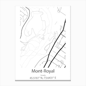 Mont Royal,Canada Minimalist Map Canvas Print