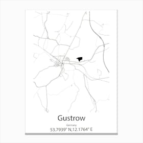 Gustrow,Germany Minimalist Map Canvas Print