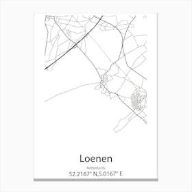 Loenen,Netherlands Minimalist Map Canvas Print