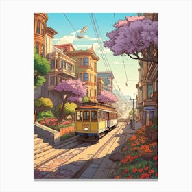 Springtime San Francisco Studio Ghibli Style 4 Canvas Print