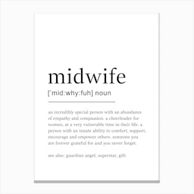 Midwife Definition Poster - Dictionary Canvas Print