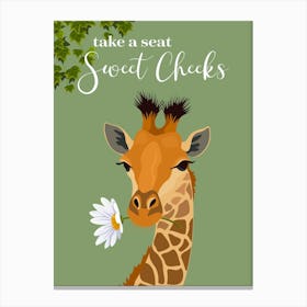 Take A Seat Sweet Cheeks Green Giraffe Toile