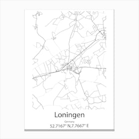 Loningen,Germany Minimalist Map Canvas Print