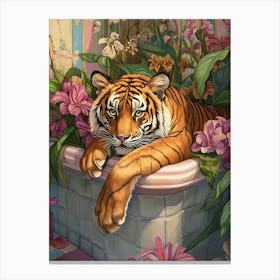 Tiger In The Bath 5 Canvas Print