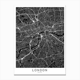 London Black And White Map Canvas Print
