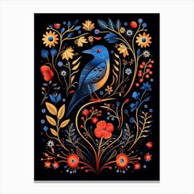 Folk Bird Illustration Eastern Bluebird 2 Canvas Print