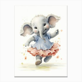 Elephant Painting Dancing Watercolour 4 Canvas Print