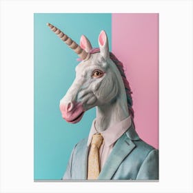 Toy Pastel Unicorn In A Suit 2 Canvas Print