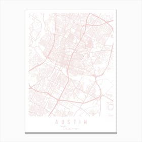 Austin Texas Light Pink Minimal Street Map Canvas Print