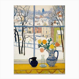 The Windowsill Of Krakow   Poland Snow Inspired By Matisse 3 Canvas Print